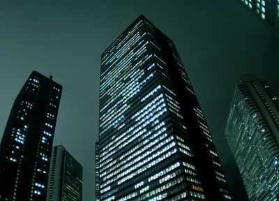 night, skyscrapers, cities - desktop wallpaper