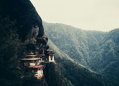 mountains, landscapes, Asian architecture - duplicate desktop wallpaper