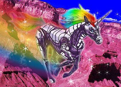blue, robot unicorn attack - random desktop wallpaper