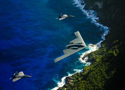 bomber, stealth bomber, planes, B-2 Spirit, beaches - duplicate desktop wallpaper