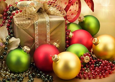 ribbons, Christmas, New Year, Happy New Year, ornaments, Christmas gifts, Christmas globes - random desktop wallpaper