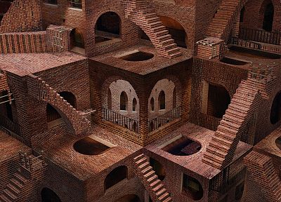 architecture, buildings, illusions, MC Escher, madness - random desktop wallpaper