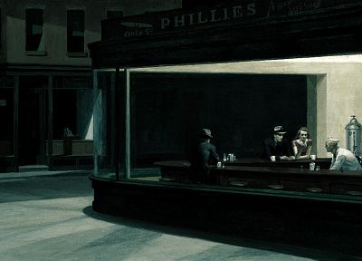 paintings, Edward Hopper, artwork, Nighthawks At The Diner - duplicate desktop wallpaper