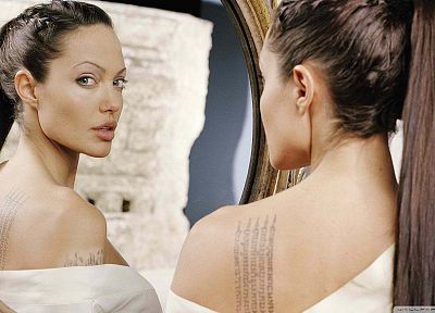 brunettes, tattoos, women, actress, Angelina Jolie, celebrity - related desktop wallpaper