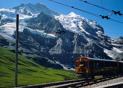 mountains, trains - desktop wallpaper