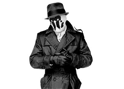Watchmen, Rorschach, grayscale, monochrome, white background - random desktop wallpaper