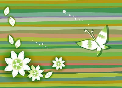 multicolor, flowers, artwork, butterflies - random desktop wallpaper