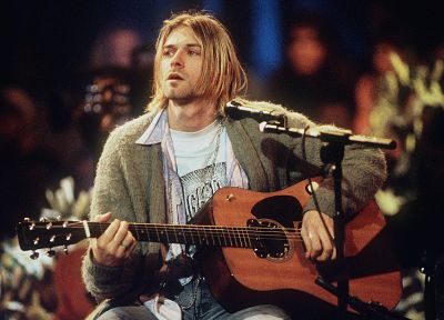 music, Nirvana, Kurt Cobain, MTV, guitars, music bands - desktop wallpaper