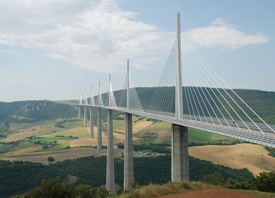 France, bridges, Millau viaduct - desktop wallpaper