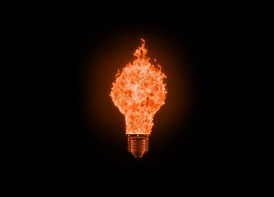 fire, light bulbs - desktop wallpaper