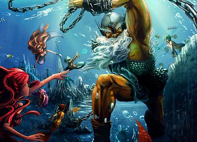 fantasy art, mermaids - duplicate desktop wallpaper