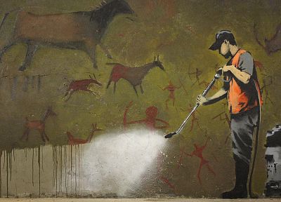 Banksy, street art - desktop wallpaper