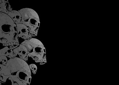 skulls, black background - random desktop wallpaper