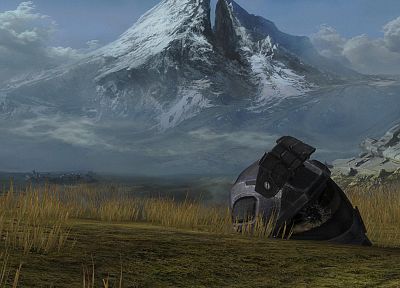 mountains, spartan, hills, Halo Reach, helmets - desktop wallpaper
