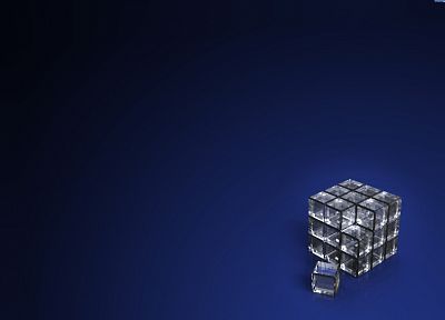 3D view, glass, crystals, Rubiks Cube - desktop wallpaper