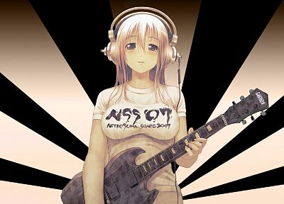 headphones, anime, Super Sonico - desktop wallpaper