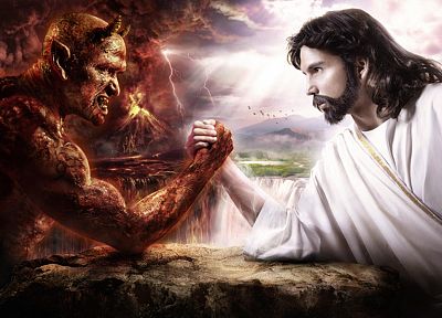 Jesus Christ, Satan - duplicate desktop wallpaper