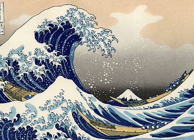 water, waves, Japanese, artwork, The Great Wave off Kanagawa, Katsushika Hokusai, Thirty-six Views of Mount Fuji - related desktop wallpaper