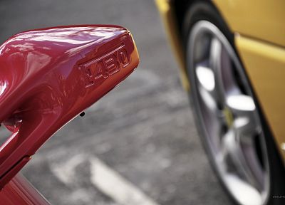 close-up, red, yellow, cars, Ferrari, vehicles, Ferrari F430 - duplicate desktop wallpaper