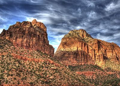 mountains, landscapes, HDR photography, Zion, Zion National Park - random desktop wallpaper