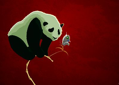 animals, panda bears, branches - random desktop wallpaper