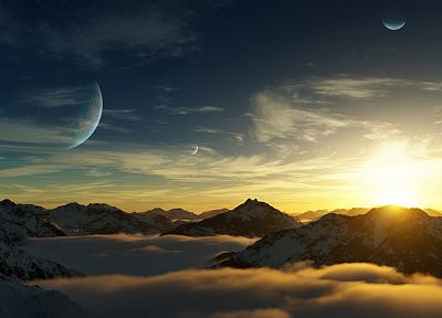 mountains, landscapes, nature, planets, photo manipulation - popular desktop wallpaper
