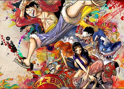 One Piece (anime), Nico Robin, Franky (One Piece), Strawhat pirates, Nami (One Piece), Usopp - related desktop wallpaper