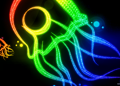 neon lamp, rainbows, jellyfish - desktop wallpaper