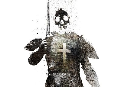 horror, skulls, Fallen Angel, knight, swords, Alex Cherry - related desktop wallpaper