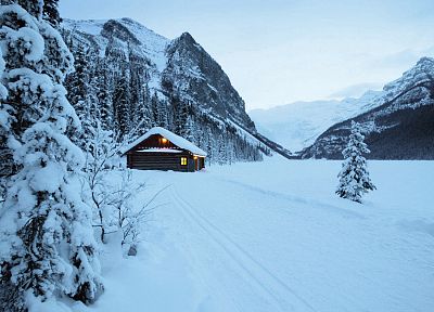 landscapes, nature, winter, houses - desktop wallpaper