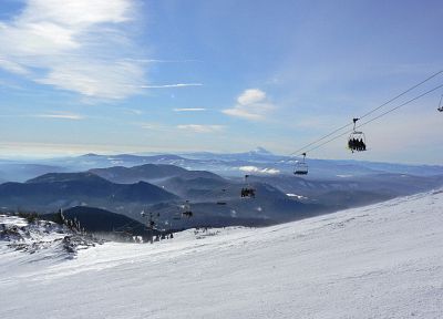 mountains, winter, skiing - desktop wallpaper
