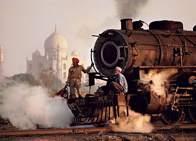 trains, India, Taj Mahal, locomotives, steam locomotives - random desktop wallpaper