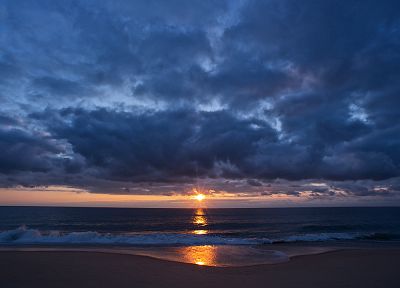 sunset, clouds, beaches - duplicate desktop wallpaper
