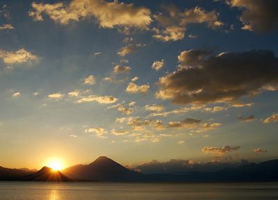 sunset, mountains, clouds, skyscapes, sea - related desktop wallpaper