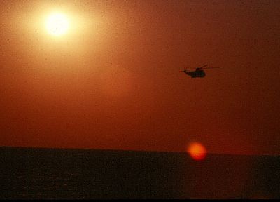 sunset, helicopters, navy, vehicles - desktop wallpaper