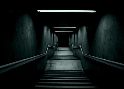 creepy, architecture, gray, scary, stairways, darkness - random desktop wallpaper