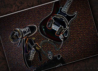 abstract, guitars, Nike - duplicate desktop wallpaper
