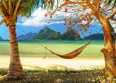 ocean, paradise, hammock, beaches - random desktop wallpaper