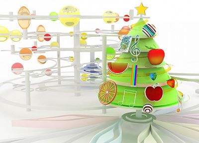 abstract, trees, CGI, Christmas, Christmas trees, chromatic, K3 Studio - duplicate desktop wallpaper