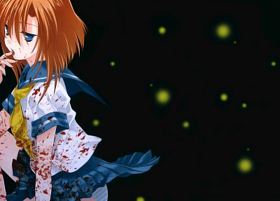 blood, redheads, school uniforms, Higurashi no Naku Koro ni, Ryuuguu Rena, anime girls - random desktop wallpaper