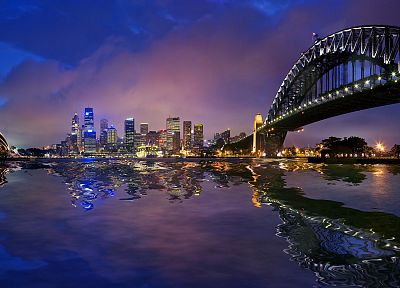 cityscapes, night, Sydney, Australia, Sydney Harbour Bridge - random desktop wallpaper
