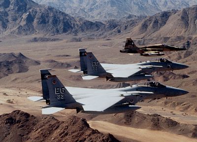 aircraft, military, deserts, planes, F-15 Eagle, F-5 Freedom Fighter - related desktop wallpaper