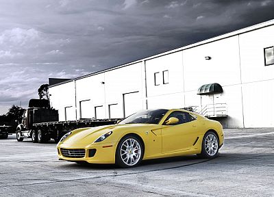 cars, Ferrari 599, Ferrari 599 GTB Fiorano, yellow cars - random desktop wallpaper