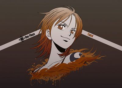 One Piece (anime), simple background, Nami (One Piece) - duplicate desktop wallpaper