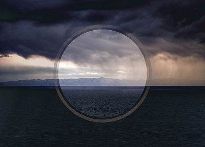 mountains, ocean, clouds, horizon, storm - duplicate desktop wallpaper