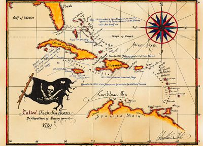pirates, maps, Caribbean, Calico Jack Rackam - random desktop wallpaper