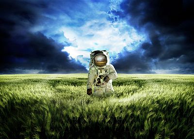 astronauts, digital art, skies - desktop wallpaper