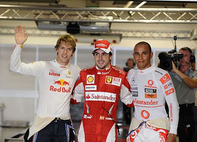 Formula One, Fernando Alonso, Sebastian Vettel, Lewis Hamilton - desktop wallpaper