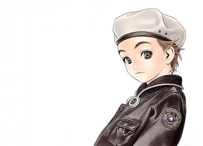 Range Murata, Futurhythm, gray eyes, simple background, anime girls - desktop wallpaper