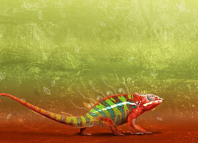 chameleons, artwork, colors - desktop wallpaper